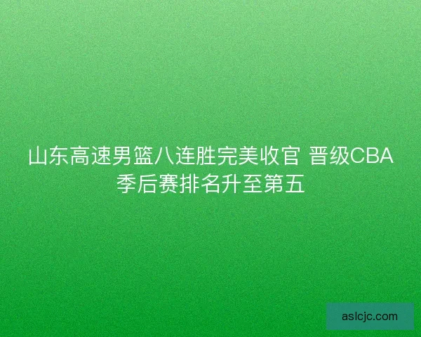 山东高速男篮八连胜完美收官 晋级CBA季后赛排名升至第五